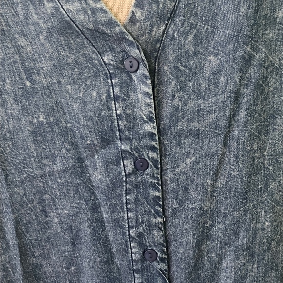 Doe & Rae Denim Blue Ruffle Blouse - Picture 6 of 8